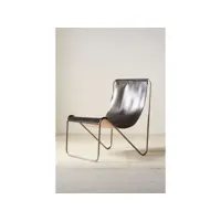 fauteuil noir en cuir véritable azura-41399
