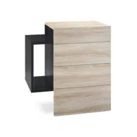 table de chevet noir mat et  chêne (l-h-p) : 60 - 63 - 36