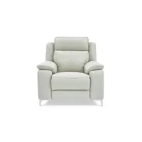 fauteuil relaxation électrique 1 place en cuir kara - gris clair