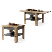 table basse leonor bois gris extensible jusqu' 130 cm