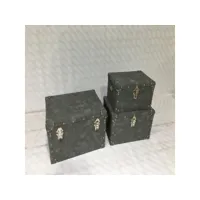 malle en éco-cuir gris vintage 1-3 cm 50 x 80 xh 30,5