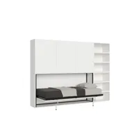 armoire lit escamotable horizontal 1 couchage 85 kando avec matelas composition g frêne blanc