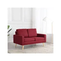 canapé fixe 2 places  canapé scandinave sofa rouge bordeaux tissu meuble pro frco99718