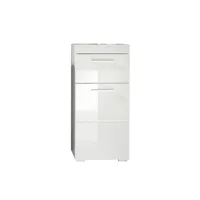 meuble bas de salle de bain moderne 37 cm blanc brillant savana