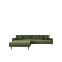 lido - canapé d'angle gauche en tissu pieds noirs l290cm - couleur - vert olive