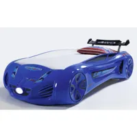 lit voiture enfant futuriste bleu à led avec effets sonores 90x190 cm