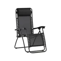fauteuil relax de jardin pliant en aluminium noir
