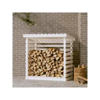 support pour bois de chauffage porte-bûches - abri de stockage pour jardin - blanc 108x73x108 cm bois de pin meuble pro frco29698