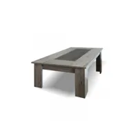table basse rectangulaire bois gris-béton - riucko - l 135 x l 70 x h 45 cm