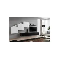 ensemble meuble tv mural  - switch x - 330 cm  x 160 cm x 40 cm - blanc et noir