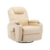 fauteuil de massage inclinable électrique simili cuir beige ripau