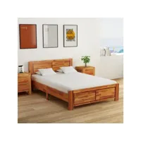 lit adulte contemporain  cadre de lit bois d'acacia massif 140 x 200 cm