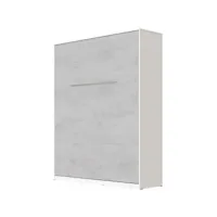 armoire lit escamotable 160x200cm lit rabattable lit mural supérieur vertical blanc/béton