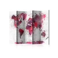 paravent - world map: red watercolors ii [room dividers] [225x172]