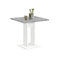 fmd table de salle à manger 70 cm gris béton et blanc 426358