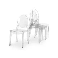 lot de 4 chaises design en plexi transparent tolga