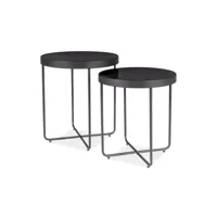 adena - ensemble de tables basses modernes - 50x45x45 cm - plateaux ronds en verre trempé - tables gigognes - noir