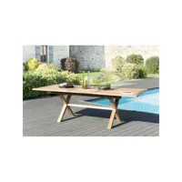 harris - table de jardin 8/10 personnes - rectangulaire pieds croisés extensible 180/240x100 cm en bois teck
