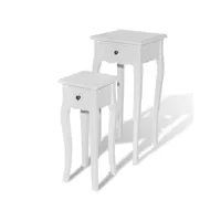 table gigogne 2 pcs, tables d'appoint avec tiroir blanc pjqw76155 meuble pro