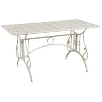 table d'extérieur en fer forgé table de jardin rectangulaire amovible en finition blanche patinée l150xpr80xh77 cm f1075