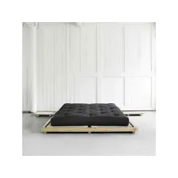 ensemble lit futon style japonais naturel   matelas futon noir 180x200