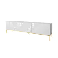 celeste - meuble tv - 190 cm - style contemporain - bestmobilier - blanc et doré