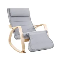 fauteuil à bascule rocking chair avec repose-pied réglable en 5 niveaux charge max 150 kg gris helloshop26 12_0000594
