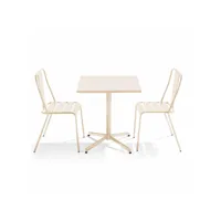 ensemble table inclinable de jardin et 2 chaises ivoire - palavas