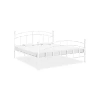 lit blanc métal 200x200 cm tête de lit arrondie ronda