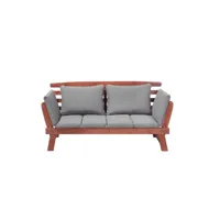 canapé en bois avec coussin gris portici 79279