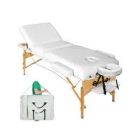 tectake table de massage portable pliante à 3 zones rembourrage de 7,5 cm, largeur 70 cm avec cadre en bois 404374