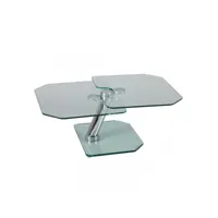 table basse articulée acier-verre - galas n°4 - ouverte : l 107 x l 75 x h 43 cm - fermée : l 60 x l 75 x h 43 cm