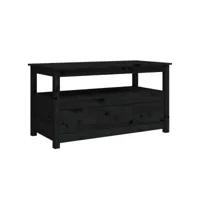 table basse noir 102x49x55 cm bois massif de pin