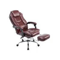 fauteuil de bureau ergonomique en synthétique bordeaux avec repose-pieds et accoudoirs bur10381