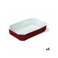plat à gratin pyrex color's rectangulaire rouge verre 33 x 22 cm (5 unités)