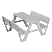 roba table pique-nique enfants outdoor + avec dossiers - bois massif - table d'extérieur - gris