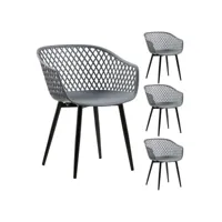 lot de 4 chaises de salle à manger ou cuisine madeira en plastique gris anthracite