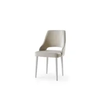 lot de 4 chaises capitonnées bemtal velours blanc crème et bois blanc