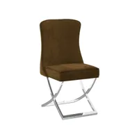 chaise de salle à manger marron 53x52x98 cm velours et inox