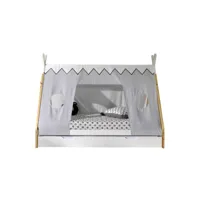 flitt - lit 90x200cm forme tipi avec tiroir blanc et toile