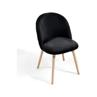 lot de 4 chaises de salle à manger en velours pieds en bois hêtre style moderne chaise scandinave pour salon chambre cuisine bureau noir helloshop26 01_0000166
