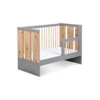 lit bébé 2 en 1 transformable en lit avec barrière de sécurité - gris et beige - 120 x 60 cm - pauline