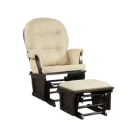 costway fauteuils avec repose-pieds,chaise berçante avec tabouret,chaise à bascule de maternité avec repose-pied,fauteuil de relaxation, avec housse de coussin amovible (beige)
