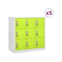 armoires à casiers 5 pcs gris clair et vert 90x45x92,5 cm acier 3