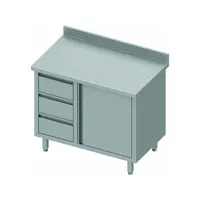 meuble bas cuisine inox - 1 porte à droite & 3 tiroirs - gamme 800 - stalgast -  - inox1000x800battante x800xmm