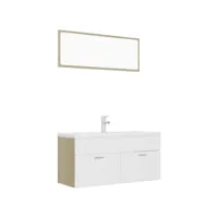 colonne salle de bain - moderne ensemble de meubles de bain blanc et chêne sonoma aggloméré fr2024