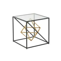 finebuy table basse de salon verre et métal 46x46x46 cm carrée noir or  petite table de canapé  design table d'appoint style moderne cube