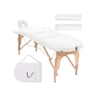 table de massage pliable 4 cm d'épaisseur et 2 traversins blanc helloshop26 02_0001840