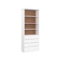 bibliothèque tiroirs alta blanc 77x35x186,5cm bois massif pin