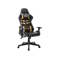 chaise de bureau fauteuil de bureau  chaise gamer noir et doré cuir artificiel meuble pro frco18737